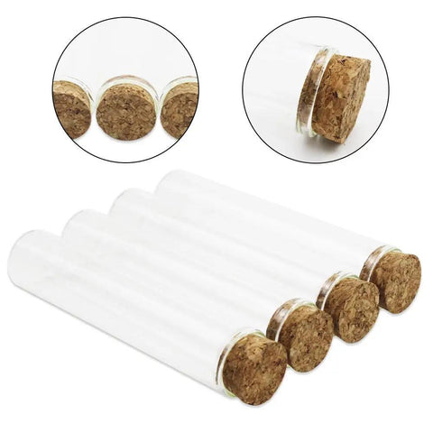 18 Pack Glass Test Tubes With Cork Stoppers 25x120mm Flat Bottom Borosilicate Lab Grade Heat Resistant Science Tubes For Experiments And Home Lab Use 45ml Capacity, cork-closed