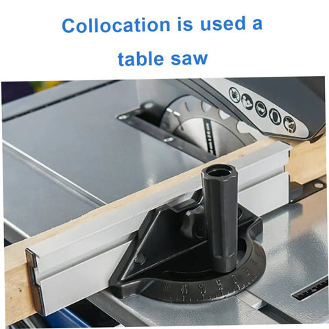 Adjustable Black Aluminum Table Saw Miter Gauge Fence Sled offering slick offset runs for precise angle cuts on a table saw.