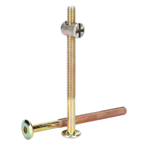 Heavy Duty M6 X 80mm Bunk Bed Replacement Hardware Kit 10 Sets Carbon Steel Hex Bolts And Matching Nuts, gold hex bolts and fasteners.