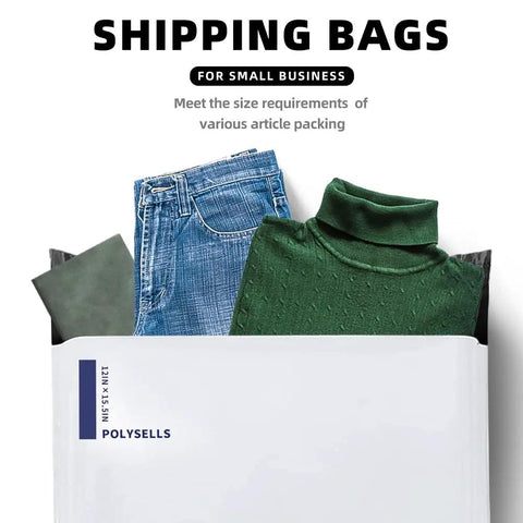 White Poly Mailers 12x15.5 Inches, 500 Pack, Self Sealing Shipping Envelopes, Waterproof And Tear Resistant Bags with clothing inside