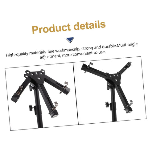 Rock Solid 12 Inch Adjustable Folding Drum Rack With Black Snare Stand And Smooth Height Adjustments For All Percussion Gear showing adjustable multi-angle base.