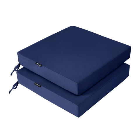 Waterproof Outdoor Chair Cushions 19 x 19 x 3 Inches Set Of 2 With Handles And Adjustable Straps Blue Built To Last And Fade Resistant