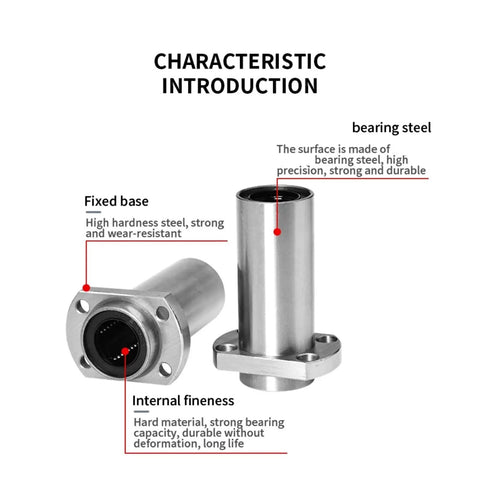 Embedded Oval Flange LMHP Linear Bearings For Rails 6 To 30 LUU Pro Grade Precision Guide Bearings With Easy Install Durable Material For Low Friction Smooth Quiet Linear Motion And Quick Maintenance, bearing steel flange bearing