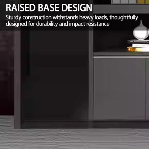 Heavy Duty Floor Standing Bookshelf And File Cabinet Pairing Warm Wood Tones With Dark Steel Builds Serious Storage Flex for raised base design detail.