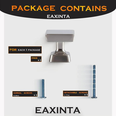 Package contents of Square Brushed Satin Nickel Cabinet Knobs 10 Pack One And One Eighth Inch For Kitchen Cabinets And Furniture By EAXINTA
