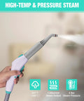 Heavy Duty 1500W Steam Cleaner With 4 Bar Pressure And 1.5L Tank Plus 16 Accessories hand-held steam nozzle releasing high-temp steam.