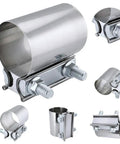 Beefy Stainless Steel 2.5 Inch Butt Joint Exhaust Clamp Set For Pipe To Pipe Connections Heavy Duty Clamp Pair for mufflers and converters