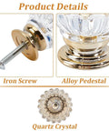 Upgraded Acrylic Crystal Cabinet Knobs And Drawer Pulls Featuring Slick Golden Diamond Cut Single Hole Furniture Hardware Kit Includes Heavy Duty Mounting Screws For Your Next Room Glow Up. Quartz crystal knob with alloy pedestal and iron screw.