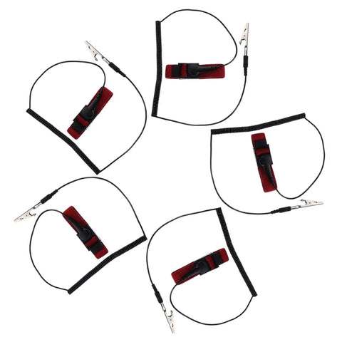 15 Piece ESD Wrist Straps Set With Adjustable Grounding Wires For Electronics Repair And Factory Work Keeps You Grounded And Static Free Reusable Anti Static Bracelet Kit Built To Last, five red straps with cords