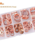 Heavy Duty 200 Piece Red Copper Flat Washer Assortment Kit Metric Sizes M5 To M14 For Ultimate Leak Proof Sealing On Your Cars And Engines Plus Hydraulic Systems Banjo Oil Pan Drain Plugs And Fittings Stay Sealed Like A Boss Even Under Stress. 200 pcs copper flat washers in storage box, M5-M14