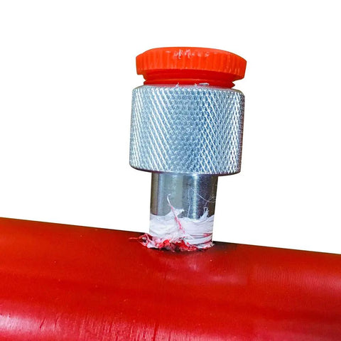 Close-up of Heavy Duty 10 Ton Hydraulic Jack Pump Ram Kit red valve knob