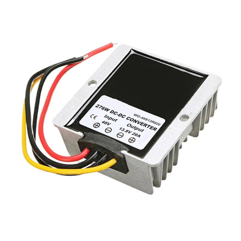 Heavy Duty DC DC Step Down Converter Buck Module transforms 36V or 48V input to 13.8V output, compact size with wiring.