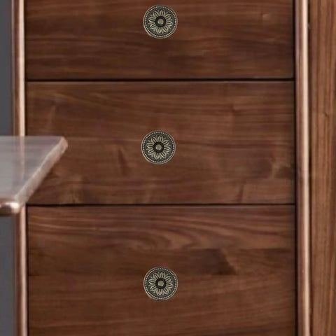 Wooden drawers with Vintage Flower Pattern Cabinet Knob Set 10 Pcs Antique Brass Hardware For Cabinets Drawers And Doors