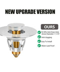 Three Color Bathroom Sink Stopper Universal One Point One To One Point Five Inch Drain Strainer Pop Up Plug With Bounce Core No Clog Stainless Steel For Easy Install Wash Basin And Vanity Sinks with anti-clogging features