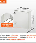 Beefy Carbon Steel Electrical Enclosure 12 By 10 By 6 Inches NEMA 4 Outdoor Weatherproof IP65 Hinged Junction Box With Rain Hood