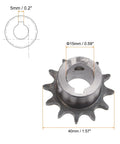 Beefy 12 Tooth Roller Chain Sprocket With Three Eighths Inch Pitch 15mm Bore A3 Carbon Steel Motor Drive Gear DIN ISO 06B