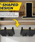 Overhead Garage Storage Rack System With Five Rails Set showing connectable metal ceiling racks installed to free up floor space.