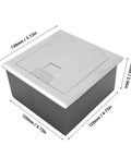 Heavy Duty Recessed Floor Outlet Kit With Bulletproof Stainless Steel Safety Cover dimensions and design view.
