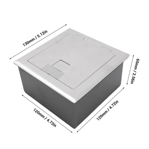 Heavy Duty Recessed Floor Outlet Kit With Bulletproof Stainless Steel Safety Cover dimensions and design view.