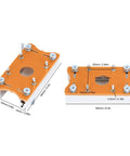 Tank Built Aluminum Router Table Insert Plate With Precision Miter Slot Guides And Bulletproof Support Frame Fits 65mm Router Bases top and side view with measurements