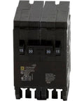 Quad Circuit Breaker For Home Electrical Panels, Beefy Copper Construction, 1 Pole 30A And 2 Pole 240V Ready, front view