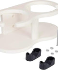 Heavy Duty Marine Cup Holder Rail Mount Double Nylon Drink Holder For 7 8 And 1 Inch Rails Vertical Or Horizontal Mount Fits Pontoon Sailboat Kayak Yacht And Fishing Boats Keeps Bevs Steady In Choppy Water, white nylon with screws