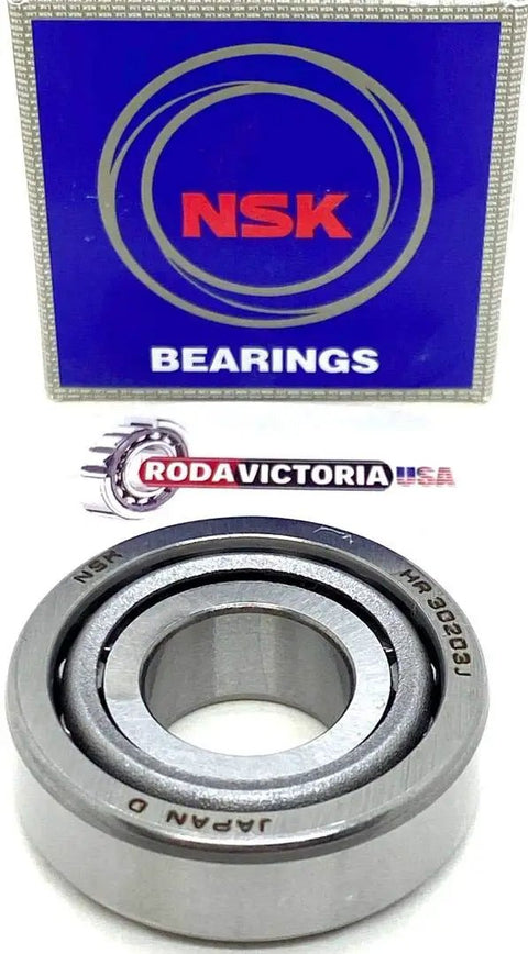 17x40x13.25mm Tapered Roller Bearing 30203J Heavy Duty Precision Bearing, view of branded packaging and bearing