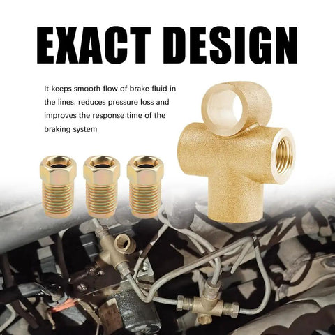 Rustproof Copper Brake Line Tee Union With Three Inverted Male Nuts For Three Way Brake Line Fittings Car Accessories Replacement Essential Brake Lines Connector For Easy Pipe Linking No Fuss Leak Safe Durable, 3/16 in copper tee