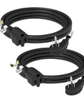 Pack of 2 black 1875W 14 Gauge Flat Plug Extension Cords, 10 Ft, 15A UL Listed RoHS, space saving for appliances and tools