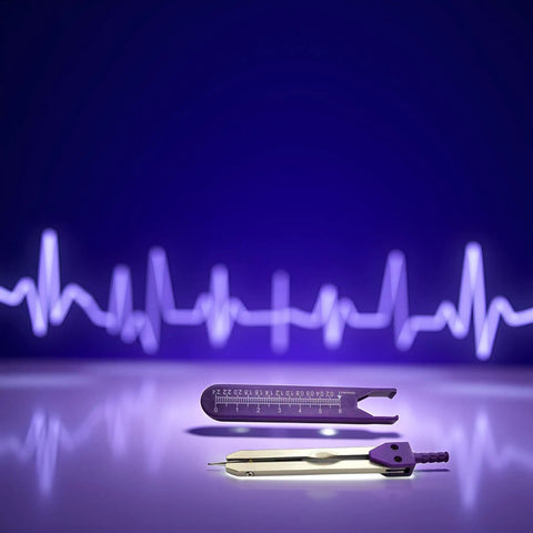 ECG Calipers Measuring Tool For Nurses And Docs, EKG Calipers And Caliper Divider For Electrocardiograms on reflective surface