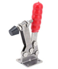 Stainless Steel Toggle Clamp With 100Kg Holding Capacity For DIY Projects, featuring red non-slip ergonomic handle.