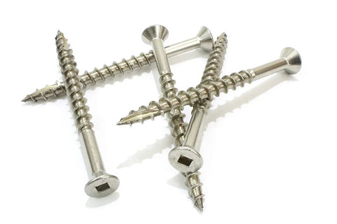 Dead Nuts Corrosion Resistant Stainless Deck Screws 100 Pack Square Drive Type 17 Wood Point, 2-1/2" size.