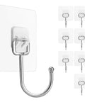 Heavy Duty Adhesive Hooks 22 Lb Max Waterproof Rustproof Stainless Steel Wall Hangers 8 Pack for Kitchen Bathroom Home Office