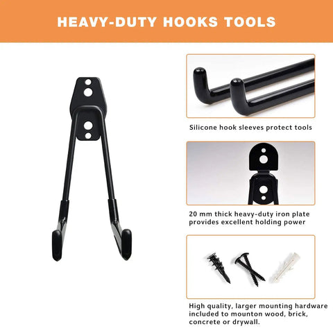 Heavy Duty Garage Storage Hooks 7.5 Inch Wall Mount Hangers For Ladder Chairs Garden Tools Ski Gear Brooms And Bulk Items Built Tough With Alloy Steel Organizer For Workshop And Shed