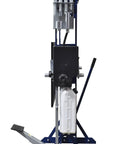 Badass 30 Ton Manual Shop Press With Quick Pump And Foot Pedal For Metal Bending Stamping Straightening side view showing pump and base.