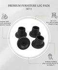 Press On Rubber Foot Pads For Furniture Legs Set Of 4 No Slip Replacement Tips For Chairs Tables Stools Indoors Protect Floors