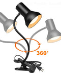 Eye Care Desk Lamp with 360 Degree Gooseneck Clip On Light for Desk, Bedside or Office, showing flexibility and clip base.