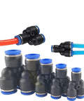 Top Tier 100 Pcs Pneumatic Push To Connect Fitting Kit For Y W Shaped Air Water Oil Hose Connections Easy Install Durable Connector Range 4 To 16mm black plastic Y and W pneumatic push fittings with 4 to 16mm tubing