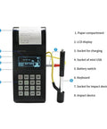 Portable Digital Leeb Hardness Tester With LCD Display showcasing controls, sockets, and impact device for accurate metal testing.