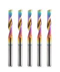 5pcs CNC router bits set with rainbow coating, 1/8 in shank, single-flute end mills for aluminum, 15 mm cutting length