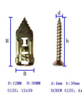 200 Piece Gypsum Board Anchors Kit With Screws For Drywall Expansion Anchors Built For DIY Friendly Easy Install Integrated Drill Tip For Direct Install Adjustable Layout For Wall Mounted Cabinets Shelves Brackets And Picture Hanging, 12x30mm anchor with 4x30mm screw