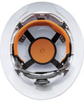 Interior view of Rugged Worksite Ready Hard Hat With Rechargeable Headlamp Full Brim Non Vented Safety Helmet Padded Sweatband
