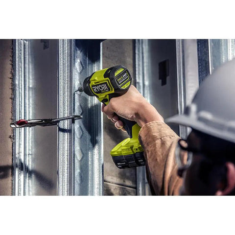 18V One Plus Compact Brushless Impact Driver Kit With One Quarter Inch Hex being used for installation on metal frames