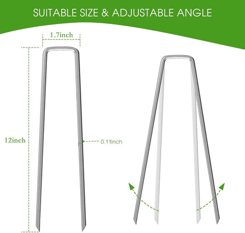 Heavy Duty 12 Inch Galvanized Landscape Staples U Shaped Ground Stakes Anti Rust Garden Pins for Lawn Fabric