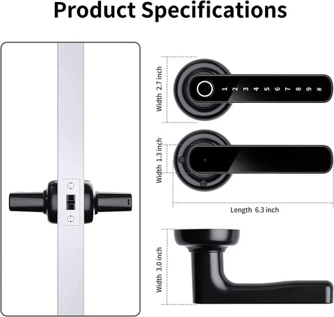4 In 1 Fingerprint Door Lock With App Code Backup Key And Keyless Entry For Home Office Hotel Or Apartment Door Knob Type, Product Specifications