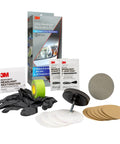 Ultra Headlight Restoration Kit With Masking Tape Sanding Discs Finishing Discs Refining Disc Wax Protectant And Clear Coat displayed
