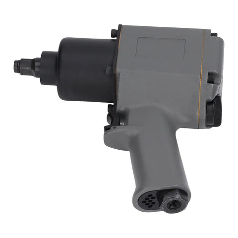 Professional Beefy 1/2 Inch Air Impact Wrench Boasting An Insane 850 Nm Of Rock Hard Torque And A Blazing 7500 Rpm Spin For Garage Crews On Any Weekend Project side view showing gray housing and black anvil.