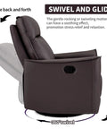 Soft Back Swivel Rocker Recliner Glider Chair For Living Room And Nursery, 360 Degree Spin With 30 Degree Glide, side view, dark brown