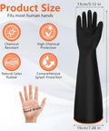 Tough As Nails 22 Inch Heavy Duty Rubber Gloves For Household Chores And Professional Cleaning Reusable Chemical Resistant Safety Gear With Ergonomic Comfort Fit shown with sizing details.