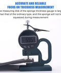 Dope Digital Thickness Gauge For Sponge And Foam, 0.01mm Resolution, 30mm Probe, 0-12.7mm Range, Large LCD Display, Thumb Trigger, Portable Handle, Fast And Accurate Tester For Sponge, Paper, Cardboard on sponge sample